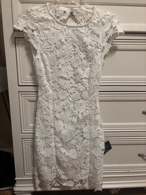 Lulu's White Floral Lace Mini Dress